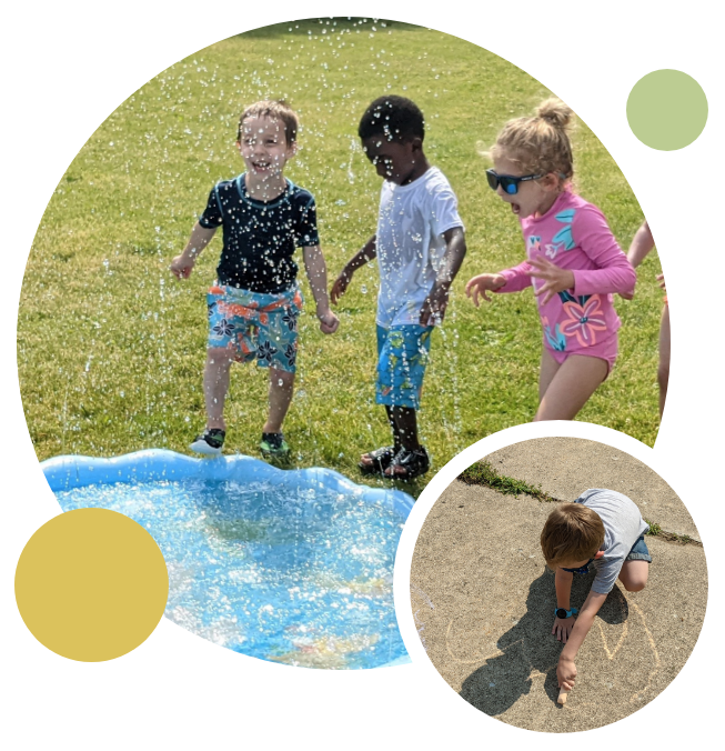 children playing near a small pool